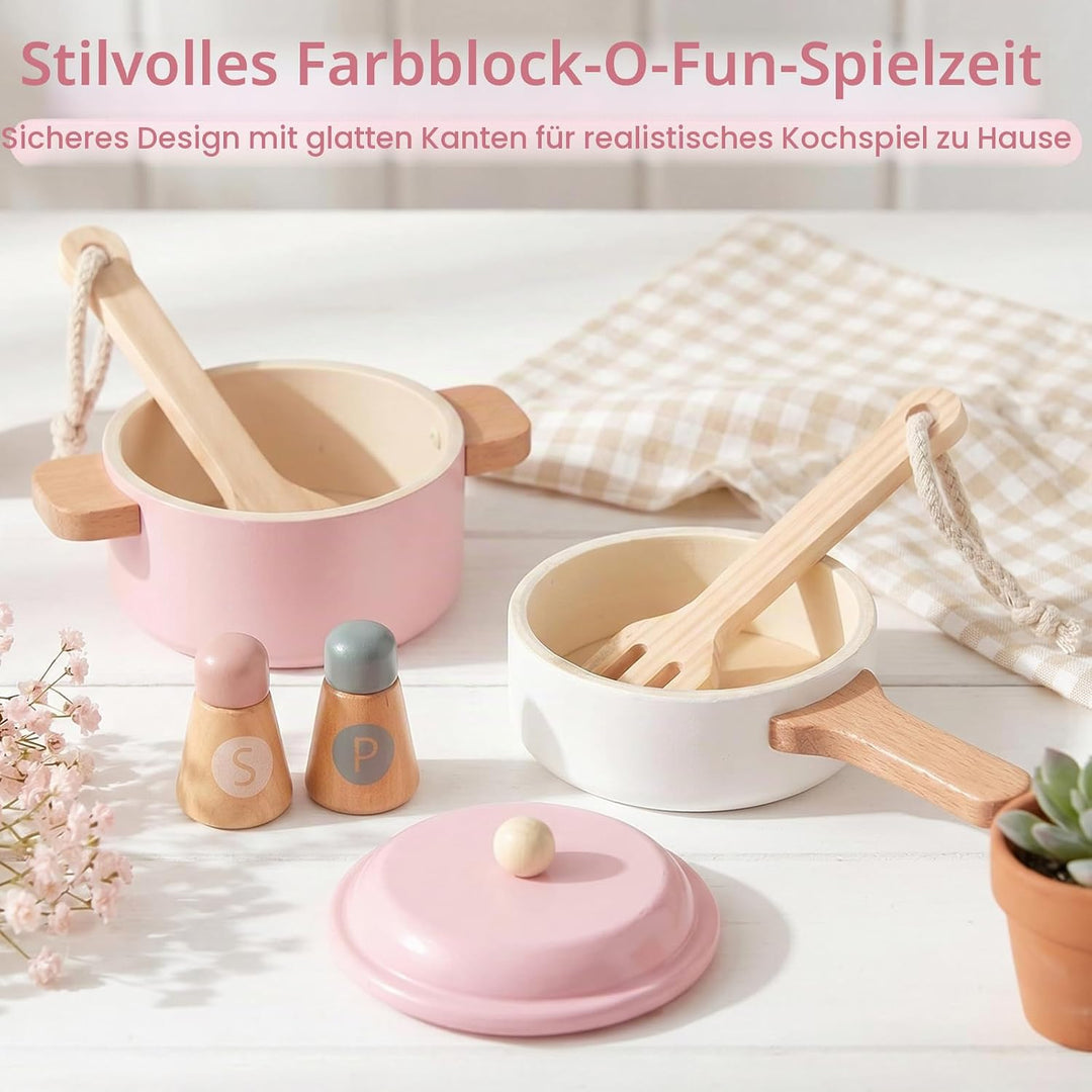 Kinderküche Zubehör, Realistisches Design, Sicher und Zuverlässig, Spielzeug Küchenzubehör, Topfset