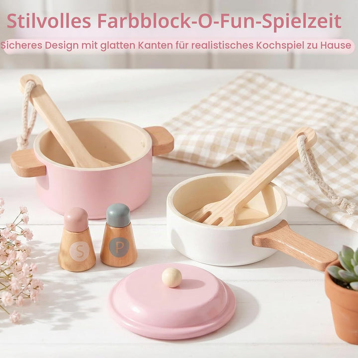 Kinderküche Zubehör, Realistisches Design, Sicher und Zuverlässig, Spielzeug Küchenzubehör, Topfset
