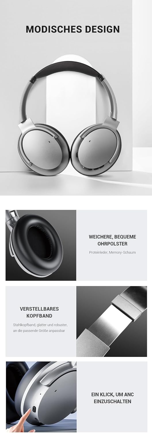 KO-Star NB-1092 Bluetooth Over-Ear Kopfhörer, Hybrid-ANC & Transparenzmodus, Mikrofon, 40-mm-Treiber