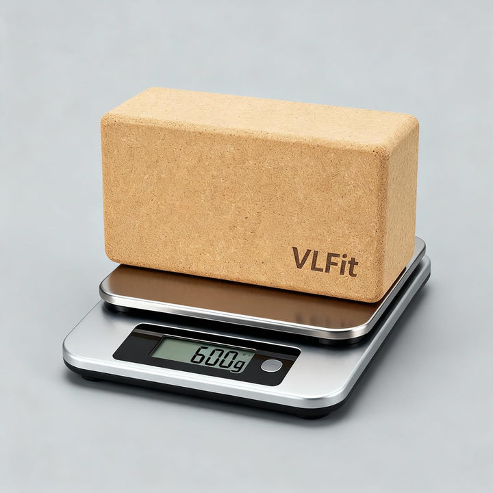 VLFit KORK Yogablock 2er Set - mit Yogagurt aus 100% Baumwolle - umweltfreundlicher Yogablock - ökol