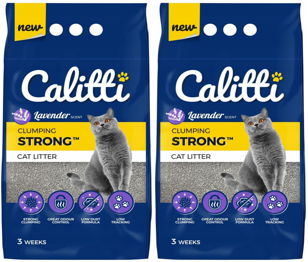 Stark Bentonit Katzenstreu Calitti Strong Lavender Biologisch Abbaubar 2x10l