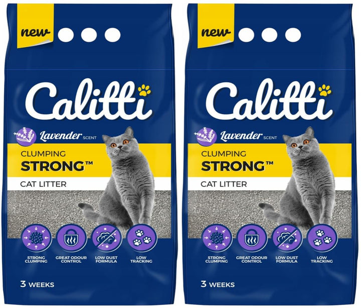 Stark Bentonit Katzenstreu Calitti Strong Lavender Biologisch Abbaubar 2x10l