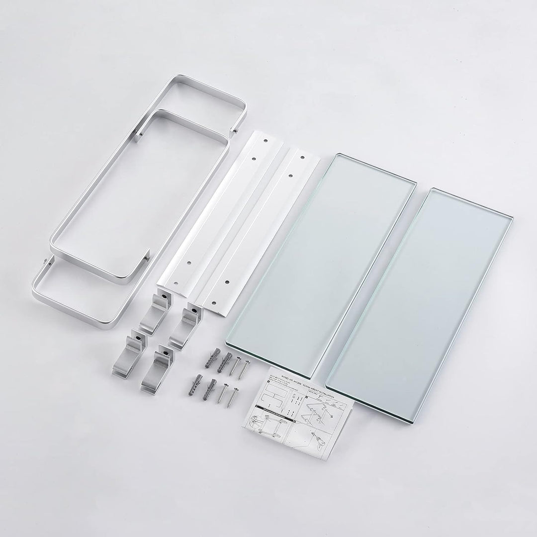 KES Glasregal Duschablage 35 cm, Glas Badregal 8mm Hartglas Badezimmer Regal Wandregal Dusche Ablage