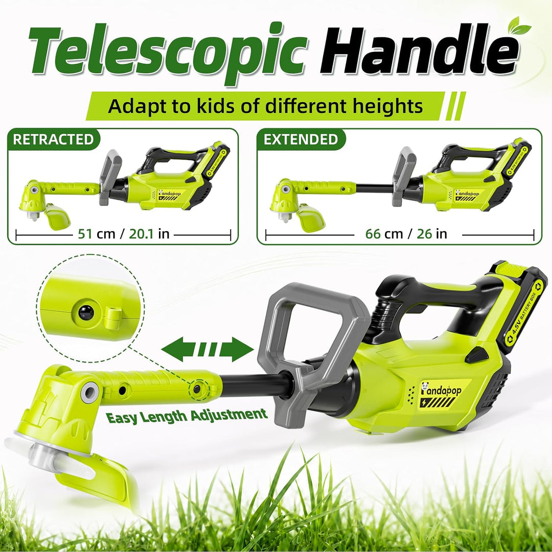 Pandapop Gartenspielzeug Kinder, Rasenmäher Kinder mit Licht und Sound, Werkzeug in Vergrösserter Gr
