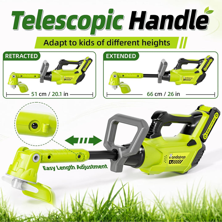 Pandapop Gartenspielzeug Kinder, Rasenmäher Kinder mit Licht und Sound, Werkzeug in Vergrösserter Gr