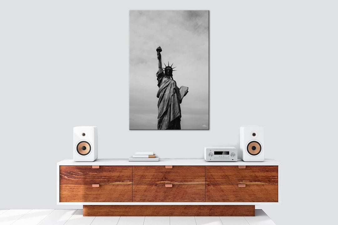 Symbol der Freiheit Effekt: Schwarz&Weiss, Format: 80x60 als Leinwandbild, Motiv fertig gerahmt auf