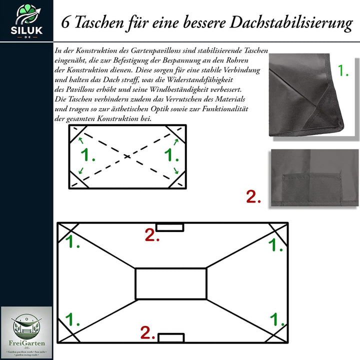 freigarten.de Ersatzdach für Pavillon Grill 2.4[m] x 1.5[m] Meter Sand Antik Pavillon Wasserdicht Ma