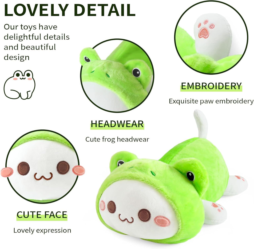 shownicer Plüschtier Frosch Katze Kuscheltier Stofftier Kawaii Katze Plüsch, Kätzchen Plüschkissen S