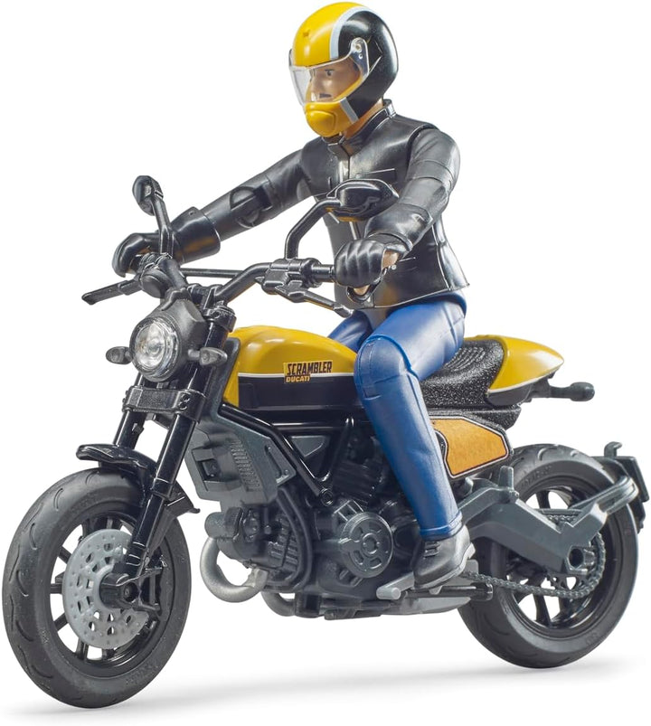 bruder 63053 - Scrambler Ducati Full Throttle, Motorrad und Fahrer - 1:16 Motorrad, Spielzeugfigur,