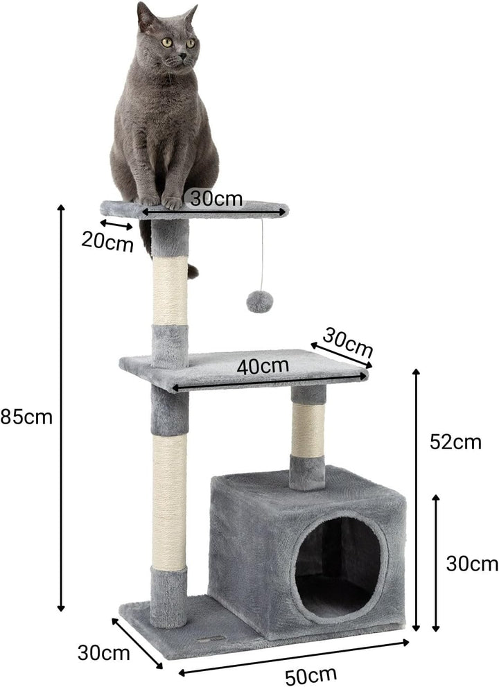 lionto Kratzbaum Kletterbaum Katzenkratzbaum Katzenbaum Höhe 85 cm, hellgrau, Hellgrau