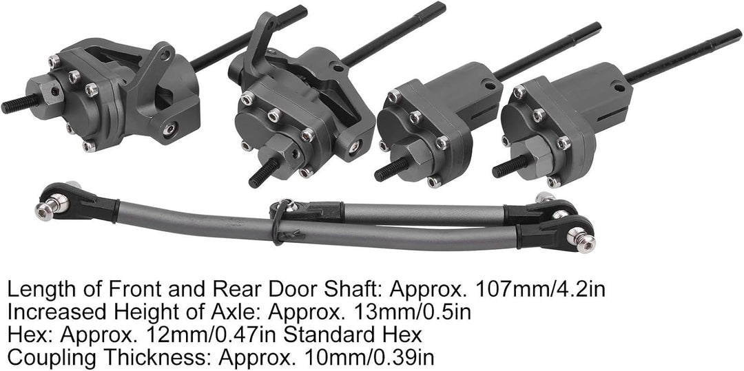 Alomejor RC Auto Achse Hintere Vordere Portalachse mit Lenklenker Getriebewelle Kompatibel mit Axial