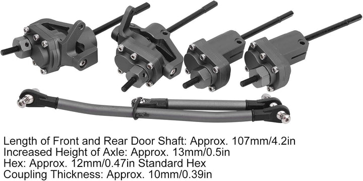 Alomejor RC Auto Achse Hintere Vordere Portalachse mit Lenklenker Getriebewelle Kompatibel mit Axial