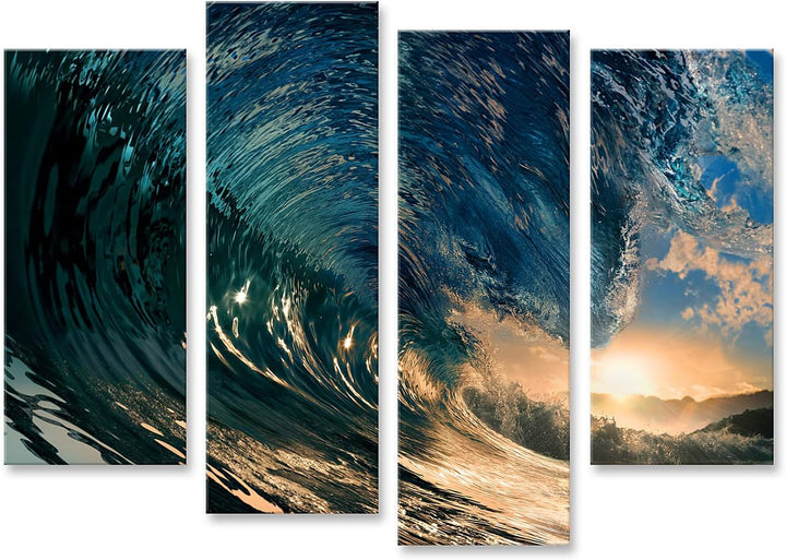 islandburner Bild auf Leinwand Sonnenuntergang Strand Ozean Welle Bilder Wandbilder Poster Leinwand