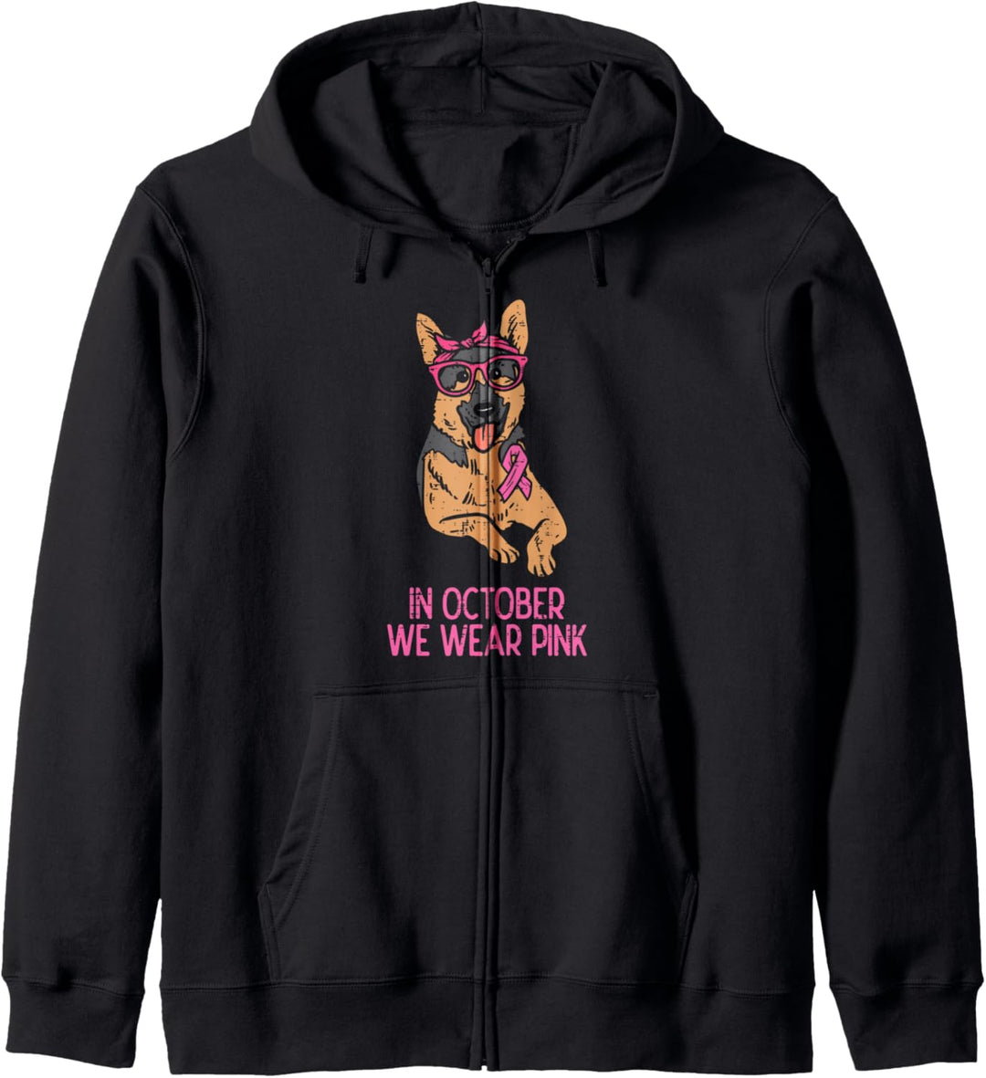 October We Wear Pink Deutscher Schäferhund Brustkrebs-Bewusstsein Kapuzenjacke