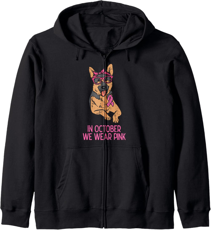 October We Wear Pink Deutscher Schäferhund Brustkrebs-Bewusstsein Kapuzenjacke