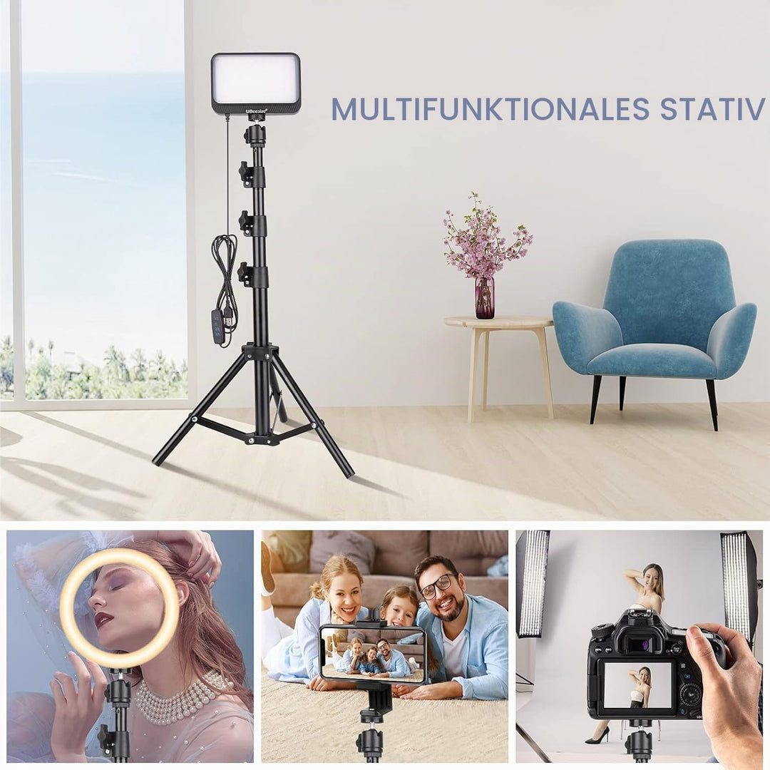 UBeesize 2Pack LED Videolicht Dimmbares Kamera Licht mit Einstellbar Stativ Ständer und Farbfilter f