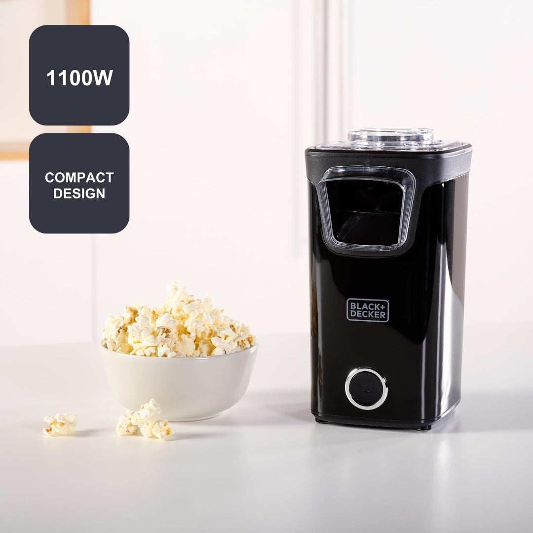 BLACK + DECKER BXPC1100E - Popcorn-Maker, 1100W, ölfreier Popcorn-Maker, kompaktes Format, schnell f