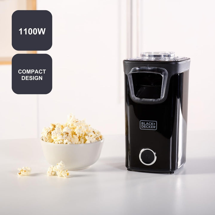 BLACK + DECKER BXPC1100E - Popcorn-Maker, 1100W, ölfreier Popcorn-Maker, kompaktes Format, schnell f