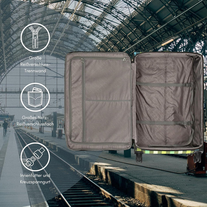 Reisetrolley SoftLITE 4w | Koffer aus strapazierfähigem Polyester | Leichter Trolley mit Vier Doppel