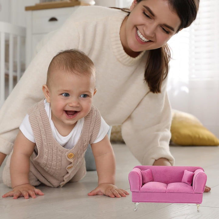 CUCUFA Schmuckkastenfach Öffnungsbezogener Sofa-Form 1/6 Möbel mit Spiegel Samt staubdes Puppencouch