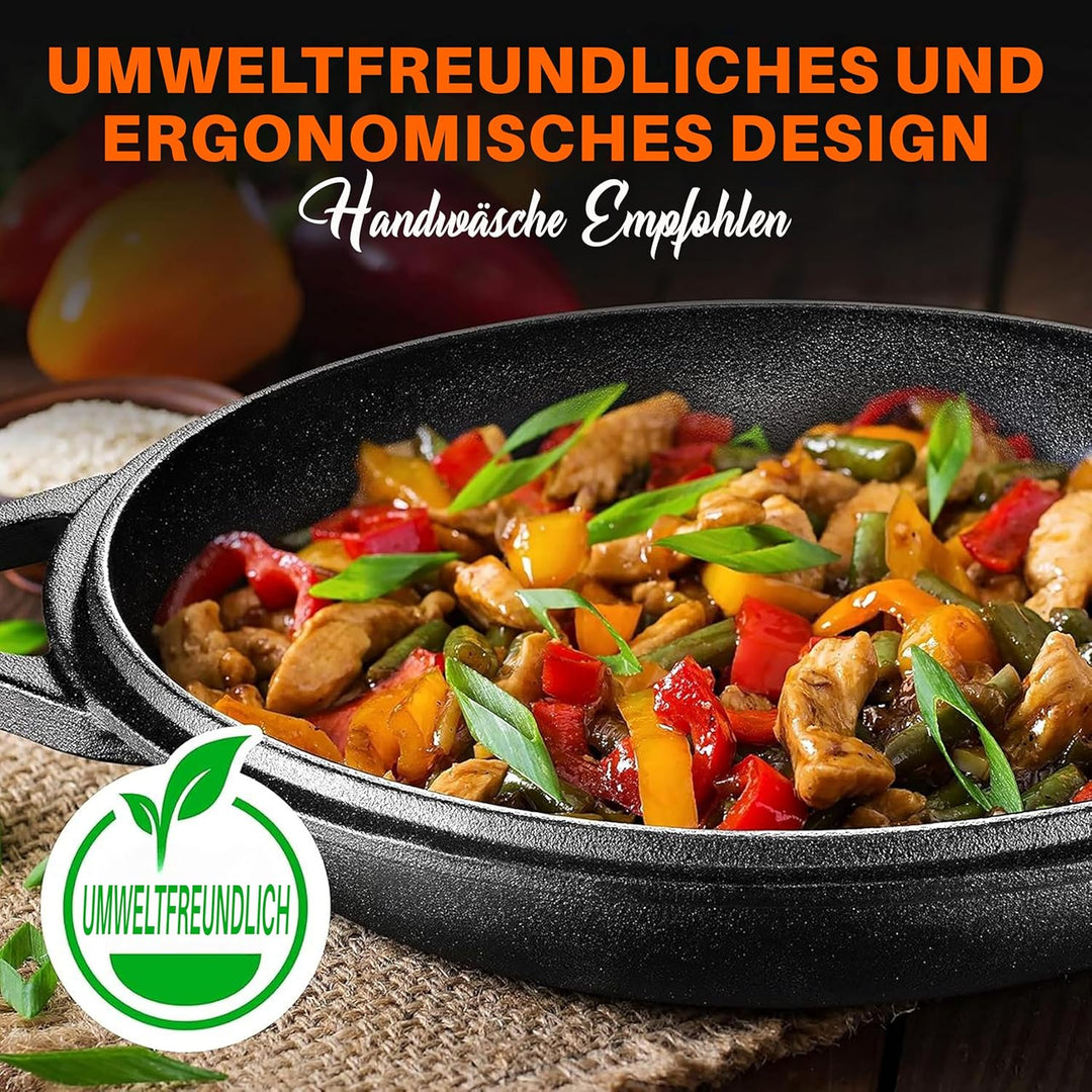 NutriChef Dutch Oven, 26cm- Gusseisen Topf mit Deckel – Brotbacktopf für Ofen, Grill & Outdoor BBQ,