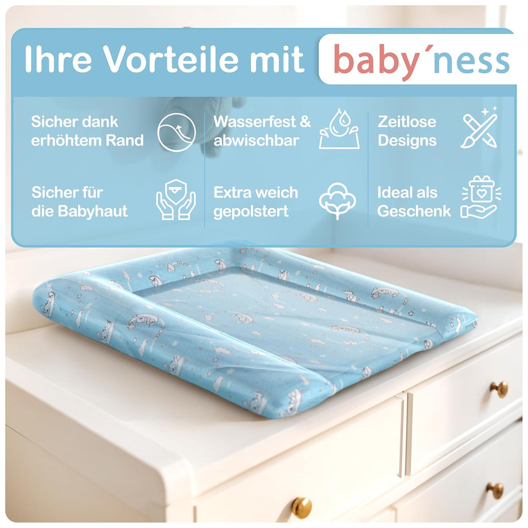 Baby'ness Wasserfest Wickelauflage - 75x85 cm - Hochwertig, Abwischbar, Leicht zu Reinigende - Erwei