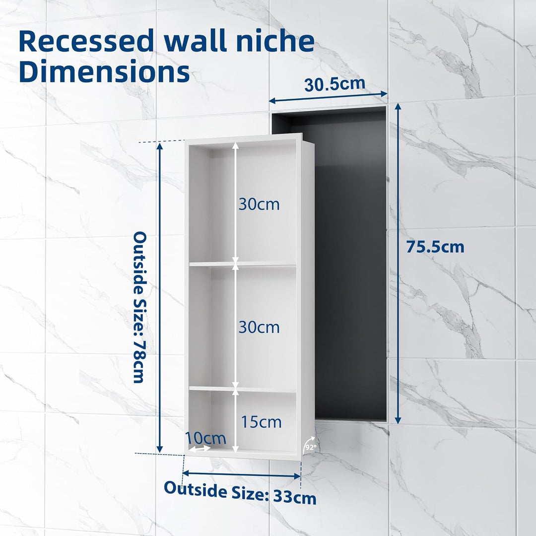 Neodrain Wandnische Dusche Edelstahl Dreifach-Duschnische Wandnische mit Regal Lagerung für Badezimm