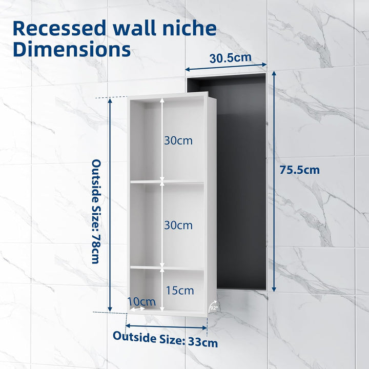 Neodrain Wandnische Dusche Edelstahl Dreifach-Duschnische Wandnische mit Regal Lagerung für Badezimm