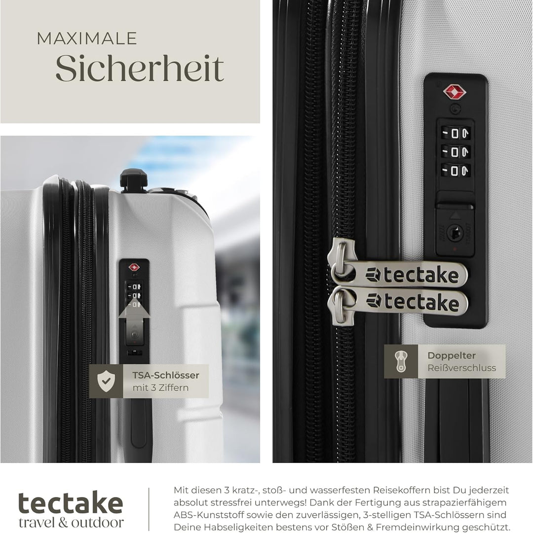 tectake® Kofferset 3 teilig, Koffer & Trolleys, Koffer Set für Flugzeug, Business, Reise, mit TSA Sc