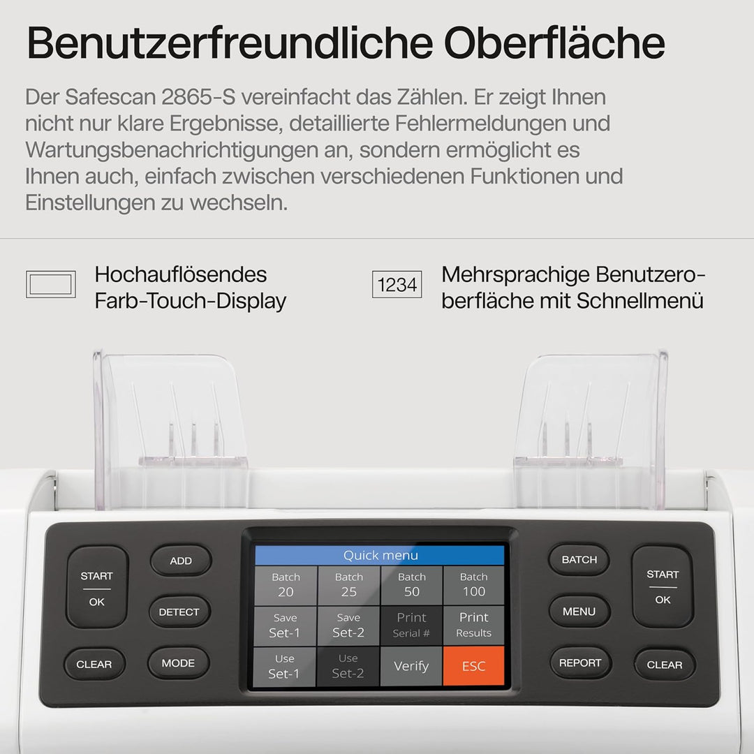 Safescan 2865-S Geldzählmaschine, Wertzählung für gemischte Banknoten - Banknotenzähler mit 7-facher