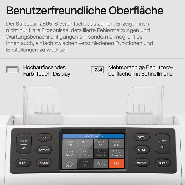 Safescan 2865-S Geldzählmaschine, Wertzählung für gemischte Banknoten - Banknotenzähler mit 7-facher