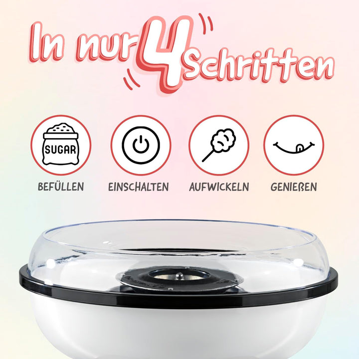 GOURMETmaxx Zuckerwattemaschine für Zuhause | Mit Zubehör für Cotton Candy, Candy Floss Maschine Set