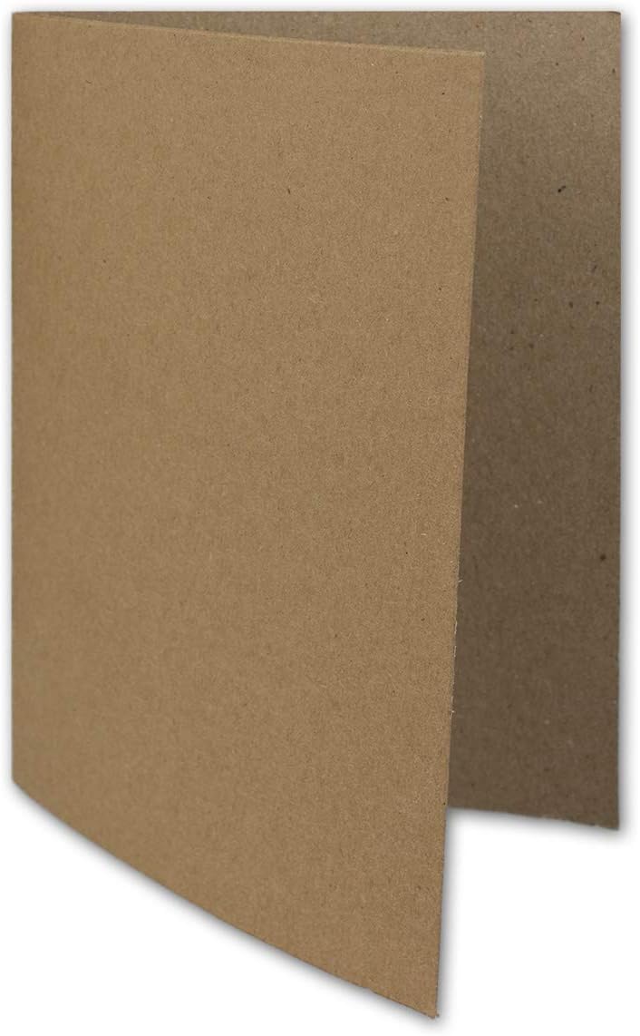 150 Kraftpapier-Karten-Umschlag Set DIN A6 Falt-Karten Natur-Braun 10,5x14,7 cm 220 g/m² Brief-Umsch