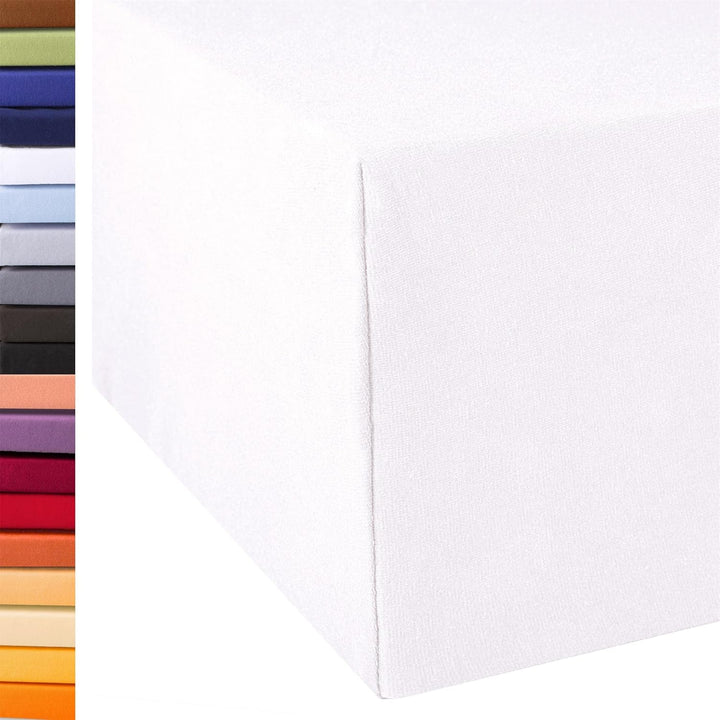 aqua-textil Exclusiv Spannbettlaken 200x220-220x240 cm Schnee weiss Jersey Baumwolle 230g/qm Spannbe