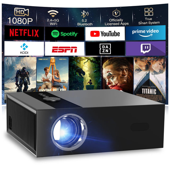 [Google TV & Offizielle Apps] Beamer 4K 8K Unterstützt, Smart Beamer Heimkino 1080P FHD, Autofokus &