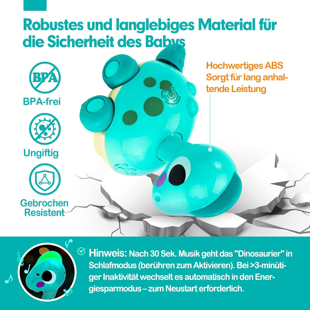 CubicFun Musik Baby Spielzeug Dinosaurier für 6-12-18 Monate, Kriechendes und Singendes Musikalische