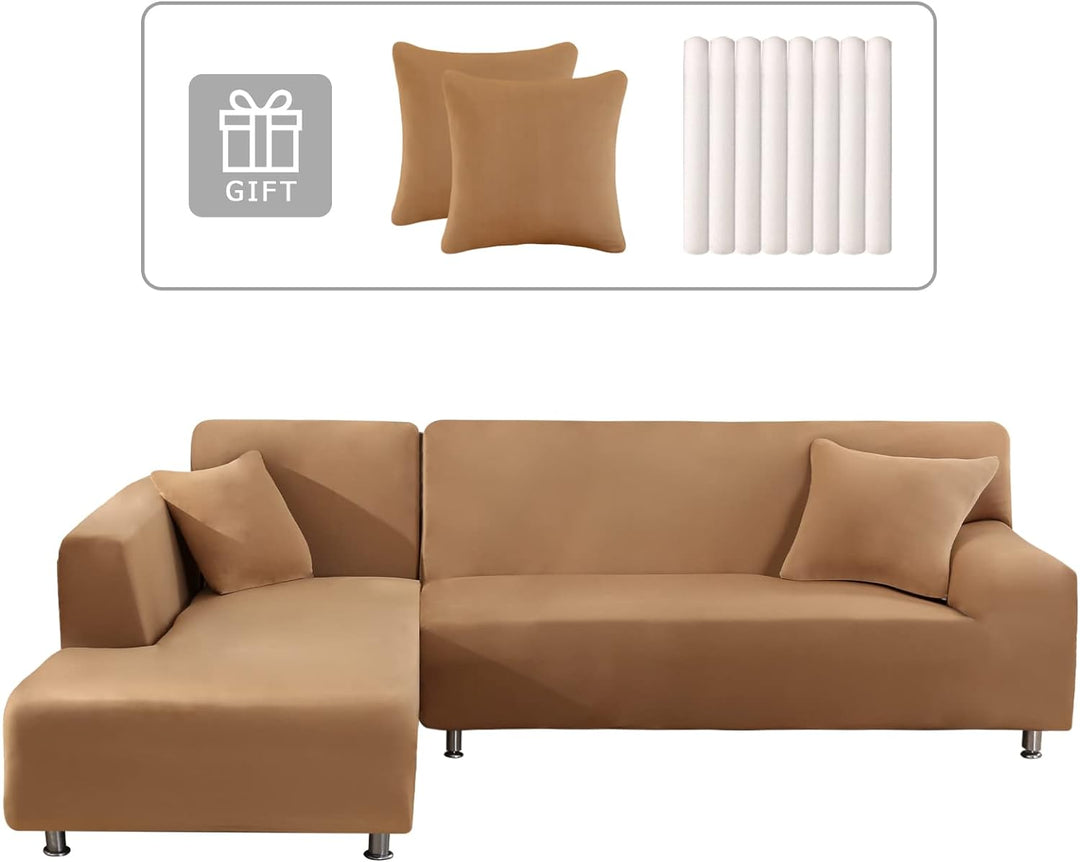 Lydevo Sofabezug Ecksofa L Form Sofa Überwürfe Stretch Sofabezug L Form Rechts oder Links mit Zwei K
