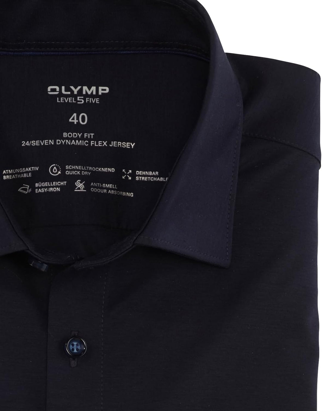 OLYMP Herren Businesshemd Langarm Level.Five.Body.fit,Single Jersey,Body fit,New York Kent 37 Marine