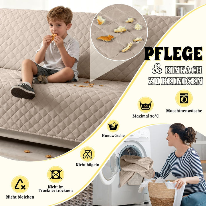 TAOCOCO Sofa Überzug, Sofabezug Wasserdicht Mit Gummiband，Wohnzimmer Anti-Rutsch Gepolsterter Sofasc