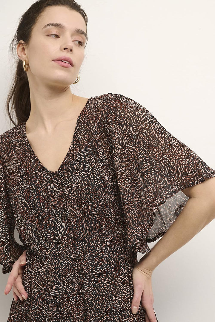 Cream Damen Crpenla Dress-Zally Fit Lässiges Nachtkleid 40 Black Small Leaves, 40 Black Small Leaves