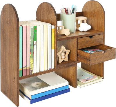 GUUSII HOME Desktop Bücherregal Tischregal für Büro Schreibtisch Regal Organizer Einstellbar mit Sch