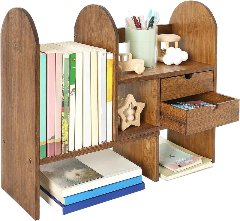 GUUSII HOME Desktop Bücherregal Tischregal für Büro Schreibtisch Regal Organizer Einstellbar mit Sch