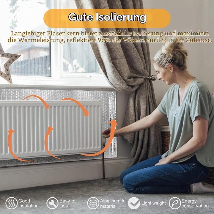 Reflexionsfolie für Heizkörper 0.6x3m Wärmereflektierende Heizkörperfolie Isolierung Alu-Luftpolster