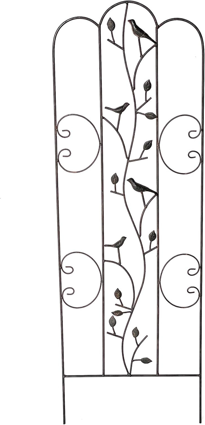 DanDiBo Rankhilfe Metall mit Vögel Blumengitter 110 cm Freistehend Rankgitter 1858 Steckzaun Kletter