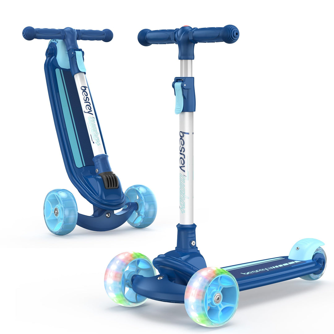besrey Scooter Kinder Roller, der sichere Premium Dreiradscooter mit PU LED Leuchtenden Räder, Faltb