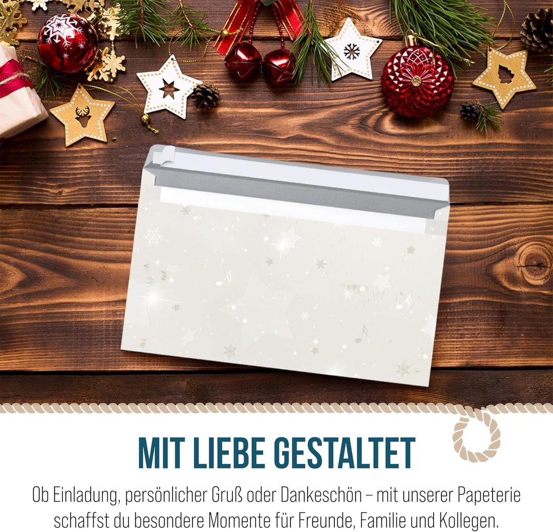 Logbuch-Verlag 100 Weihnachtsumschläge Briefumschläge Weihnachten C6 DIN lang weihnachtliche Umschlä