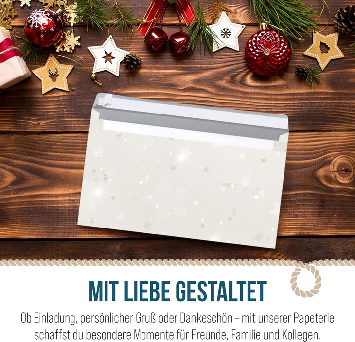 Logbuch-Verlag 100 Weihnachtsumschläge Briefumschläge Weihnachten C6 DIN lang weihnachtliche Umschlä