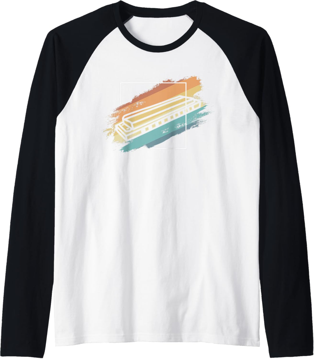 Harmonica Retro Sunset 80s Style Vintage French Harp Graphic Raglan