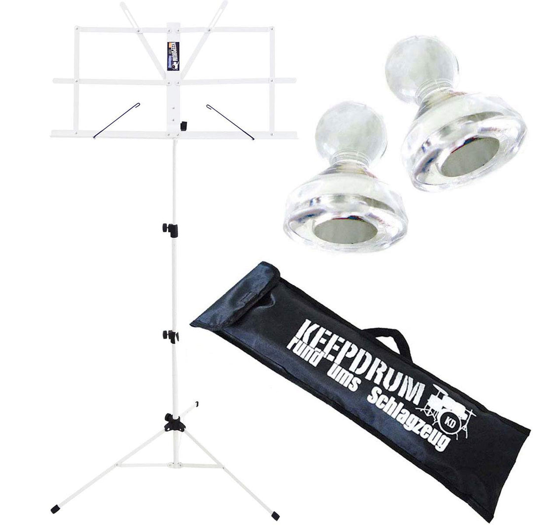 keepdrum MUS2WH Notenständer Weiss + Notenpult Magnete 10Stk + Tasche
