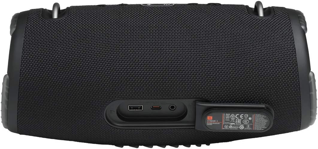 JBL Xtreme 3 kabelloser, tragbarer, wasserdichter Lautsprecher mit Bluetooth und Ladekabel in Schwar